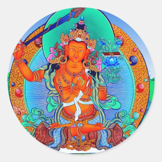 Cool oriental tibetan thangka god tattoo art ronde sticker (Voorkant)