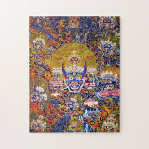 Cool oriental tibetan thangka god tattoo vibrant legpuzzel