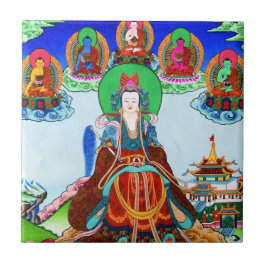 Cool oriental tibetan thangka Golden Moeder Tegeltje