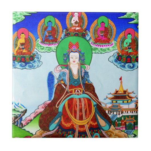 Cool oriental tibetan thangka Golden Moeder Tegeltje (Voorkant)