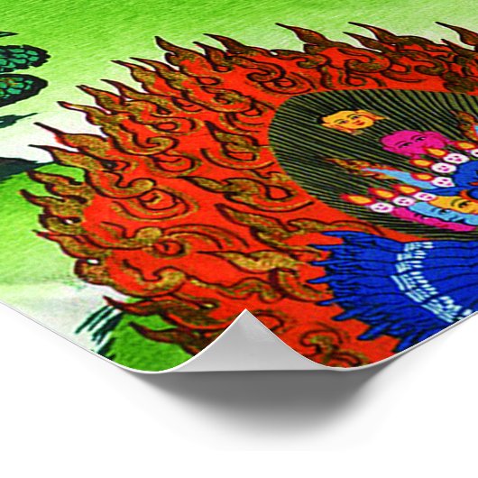 Cool oriental tibetan thangka Golden Moederkunst Poster (Hoek)