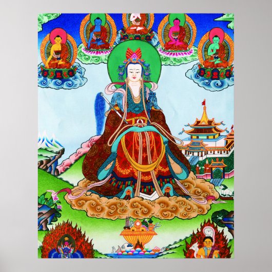 Cool oriental tibetan thangka Golden Moederkunst Poster (Voorkant)