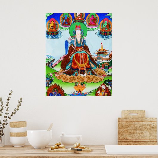 Cool oriental tibetan thangka Golden Moederkunst Poster (Keuken)