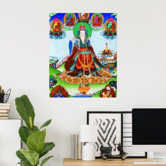 Cool oriental tibetan thangka Golden Moederkunst Poster (Thuiskantoor)