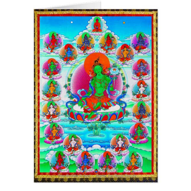 Cool oriental tibetan thangka Green Tara tattoo (Voorkant)