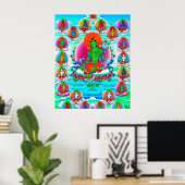 Cool oriental tibetan thangka Green Tara tattoo Poster (Thuiskantoor)
