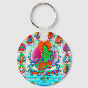 Cool oriental tibetan thangka Green Tara tattoo Sleutelhanger