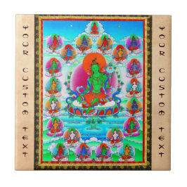 Cool oriental tibetan thangka Green Tara tattoo Tegeltje