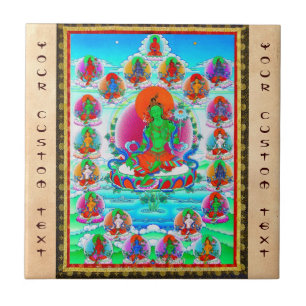 Cool oriental tibetan thangka Green Tara tattoo Tegeltje