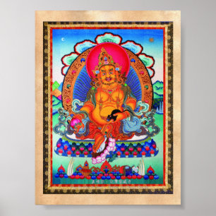Cool oriental tibetan thangka Jambhala tattoo art. Poster