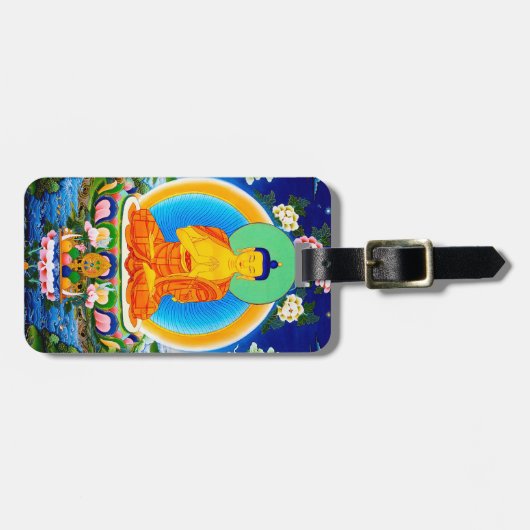 Cool oriental tibetan thangka Prabhutaratna Buddha Bagagelabel (Voorkant horizontaal)