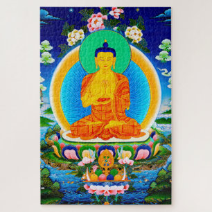 Cool oriental tibetan thangka Prabhutaratna Buddha Legpuzzel