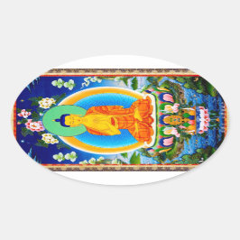 Cool oriental tibetan thangka Prabhutaratna Buddha Ovale Sticker