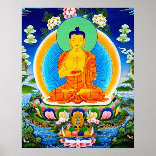 Cool oriental tibetan thangka Prabhutaratna Buddha Poster (Voorkant)