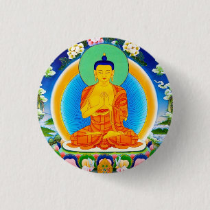 Cool oriental tibetan thangka Prabhutaratna Buddha Ronde Button 3,2 Cm
