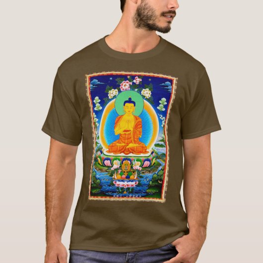 Cool oriental tibetan thangka Prabhutaratna Buddha T-shirt (Voorkant)