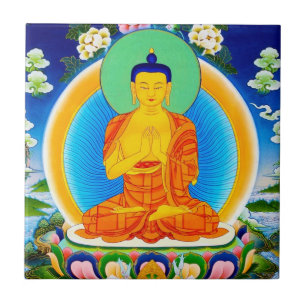 Cool oriental tibetan thangka Prabhutaratna Buddha Tegeltje
