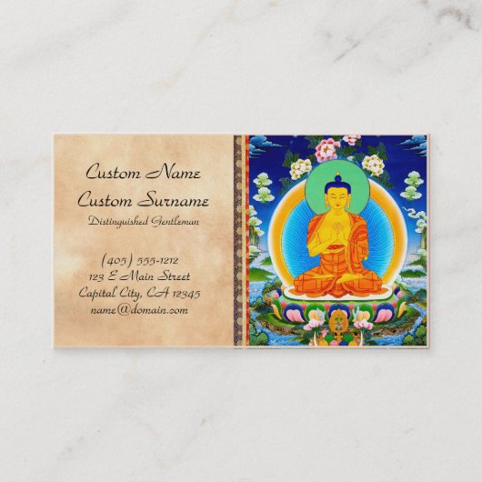 Cool oriental tibetan thangka Prabhutaratna Buddha Visitekaartje (Voorkant)
