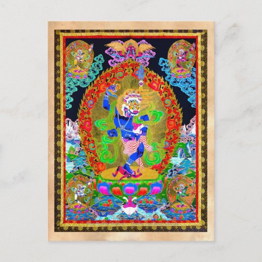 Cool oriental tibetan thangka Simhavaktra Dakini Briefkaart (Voorkant)