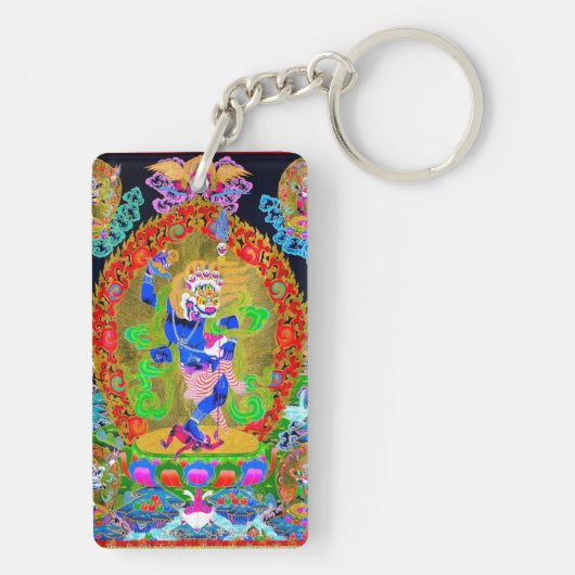 Cool oriental tibetan thangka Simhavaktra Dakini Sleutelhanger (achterkant)