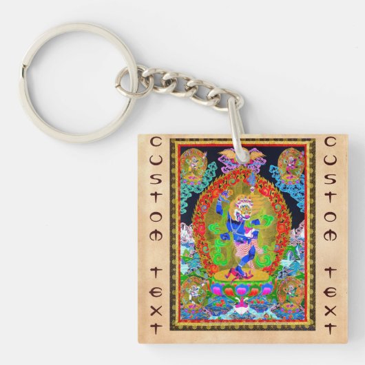 Cool oriental tibetan thangka Simhavaktra Dakini Sleutelhanger (Voorkant)