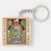 Cool oriental tibetan thangka Simhavaktra Dakini Sleutelhanger (Achterkant)