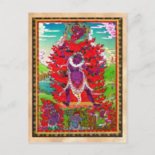 Cool oriental tibetan thangka tattoo Ekajati art Briefkaart