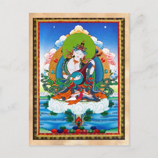 Cool oriental tibetan thangka tattoo Saraswati Briefkaart (Voorkant)