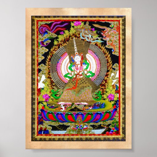 Cool oriental tibetan thangka Usnisa Sitatapatra Poster (Voorkant)