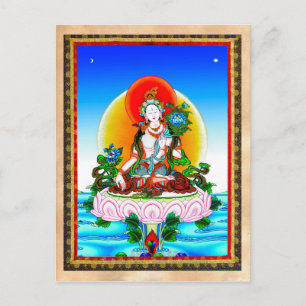 Cool oriental tibetan thangka White Tara tattoo Briefkaart