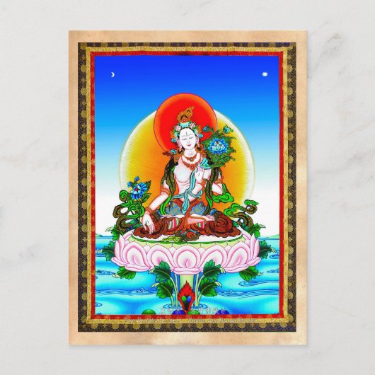 Cool oriental tibetan thangka White Tara tattoo Briefkaart (Voorkant)