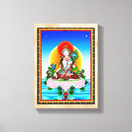 Cool oriental tibetan thangka White Tara tattoo Canvas Afdruk (Voorkant)