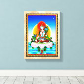 Cool oriental tibetan thangka White Tara tattoo Canvas Afdruk (Insitu (Houten vloer))