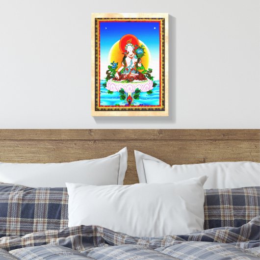 Cool oriental tibetan thangka White Tara tattoo Canvas Afdruk (Insitu (Slaapkamer))
