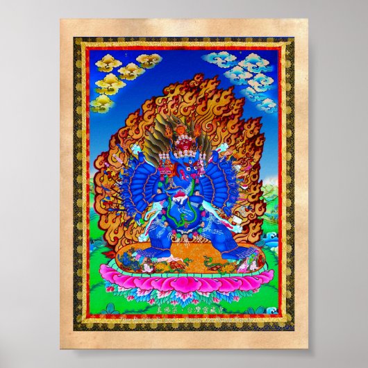 Cool oriental tibetan thangka Yamantaka tattoo Poster (Voorkant)