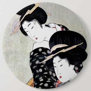 Cool Oriental Traditional Geisha art Ronde Button 6,0 Cm