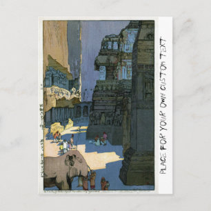Cool oriental Yoshida waterverf art. Briefkaart