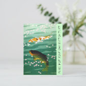 Cool orientale gelukskoi visteert smaragdwaterkuns briefkaart (Staand voorkant)