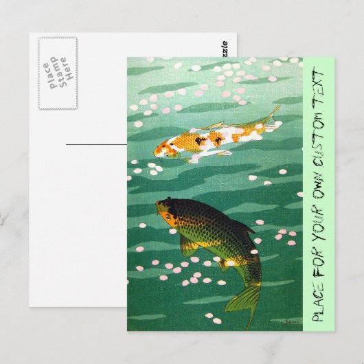 Cool orientale gelukskoi visteert smaragdwaterkuns briefkaart (Voorkant / Achterkant)