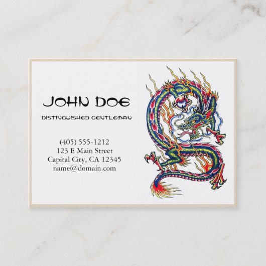 Cool orientale japanese draak met rond tattoo visitekaartje (Voorkant)