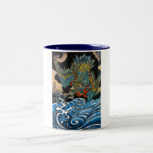 Cool orientale japanese Legendary Dragon Tweekleurige Koffiemok