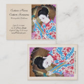Cool orientale japanse  dame paraplu visitekaartje (Voorkant / Achterkant)