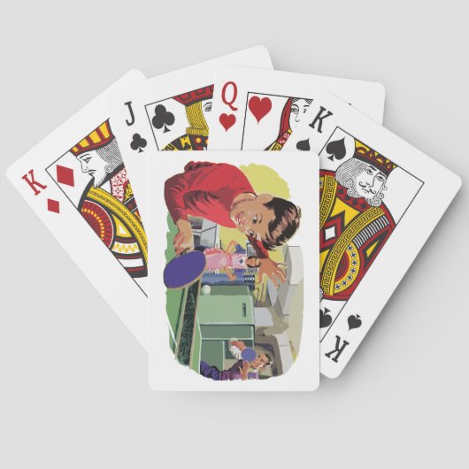 Cool Oud Ping Pong Spel Scene Pokerkaarten (Achterkant)