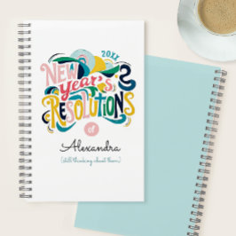 Cool Oudjaarsresoluties Pastel Kleur Verf Typo Notitieboek