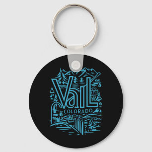 Cool Outdoor Skien Oude Souvenir Bezoek Vail Co Sleutelhanger