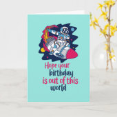 Cool Outer Space Pun Funny Astronaut Birthday Kaart (Gele Bloem)