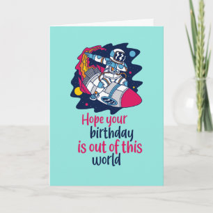 Cool Outer Space Pun Funny Astronaut Birthday Kaart