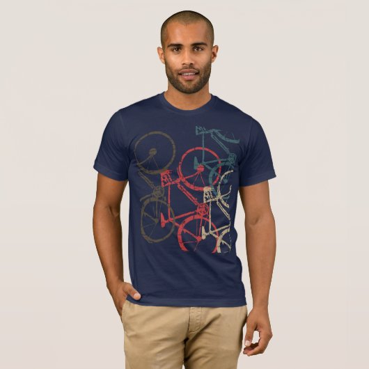 Cool Overlapped Bikes / Bicycles T-shirt (Voorkant volledig)