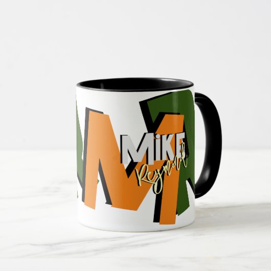 Cool Overmaatse Vetgedrukte Monogram Mok (Voorkant rechts)