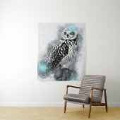 Cool Owl | Abstracte Waterverf Owl | Kloeiend gif Wandkleed (In situ)